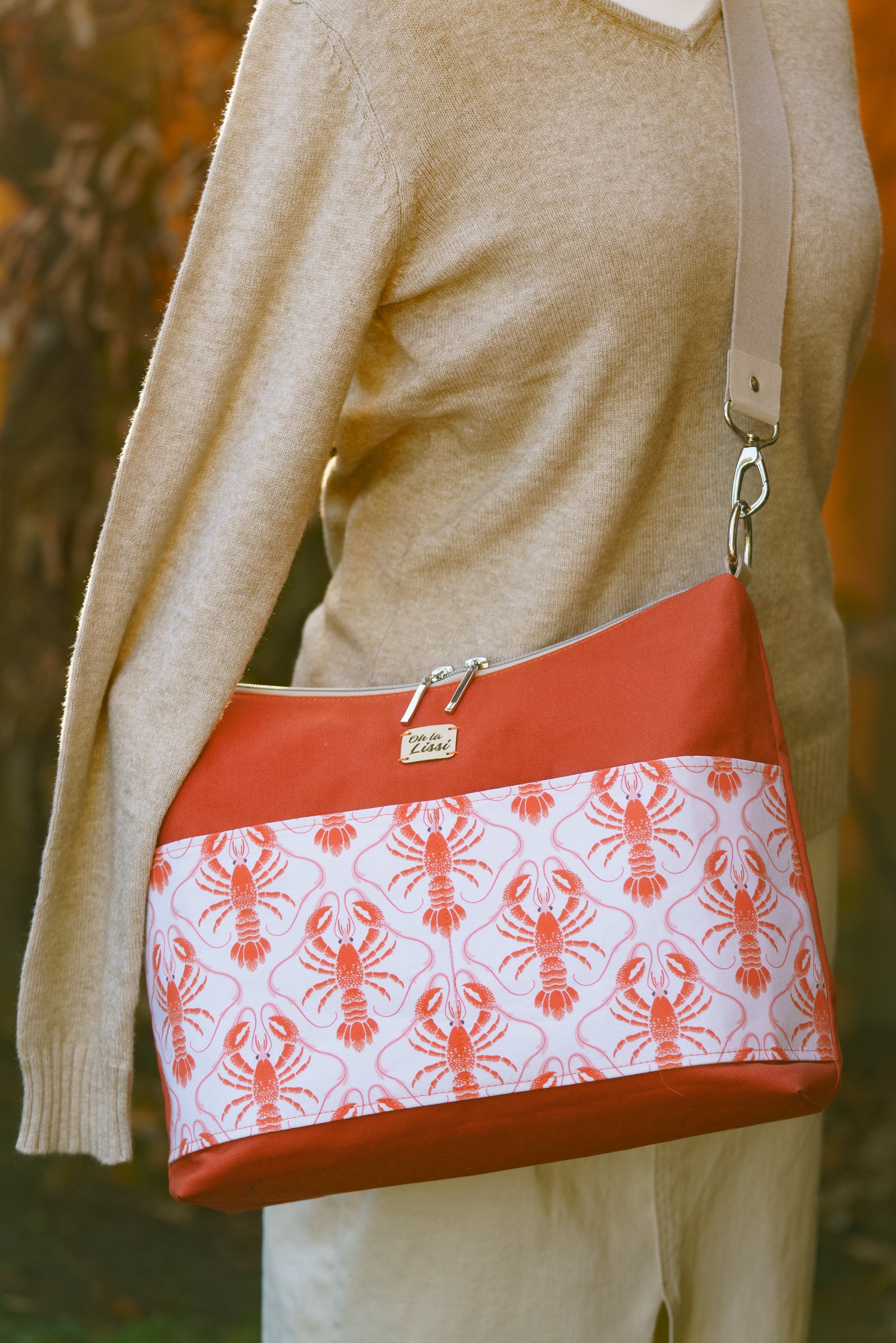 Crossbody Bag mit Hummer Muster in Orange