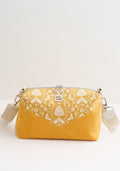 Crossbody Tasche aus gelbem Cord mit Bienenmotiv