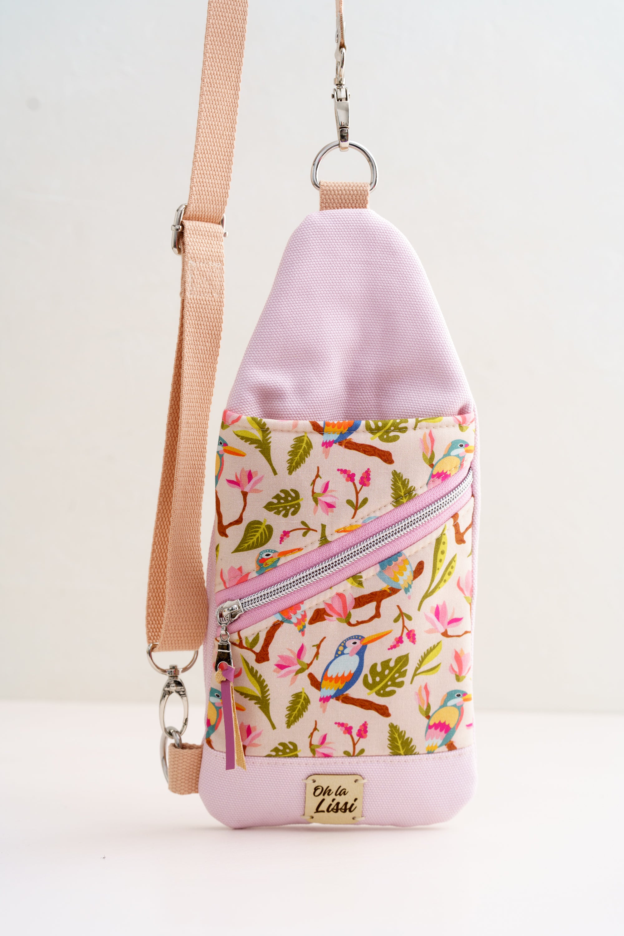 Slingbag in Rosa mit Eisvogel-Muster