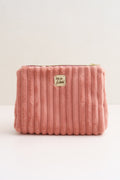 Kosmetiktasche aus flauschigem Cord in Rosa