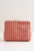 Kosmetiktasche aus flauschigem Cord in Rosa