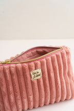 Kosmetiktasche aus flauschigem Cord in Rosa
