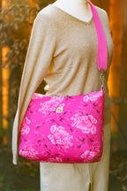 Crossbody Tasche mit pinken Pfingstrosen – Stofftasche handgemacht