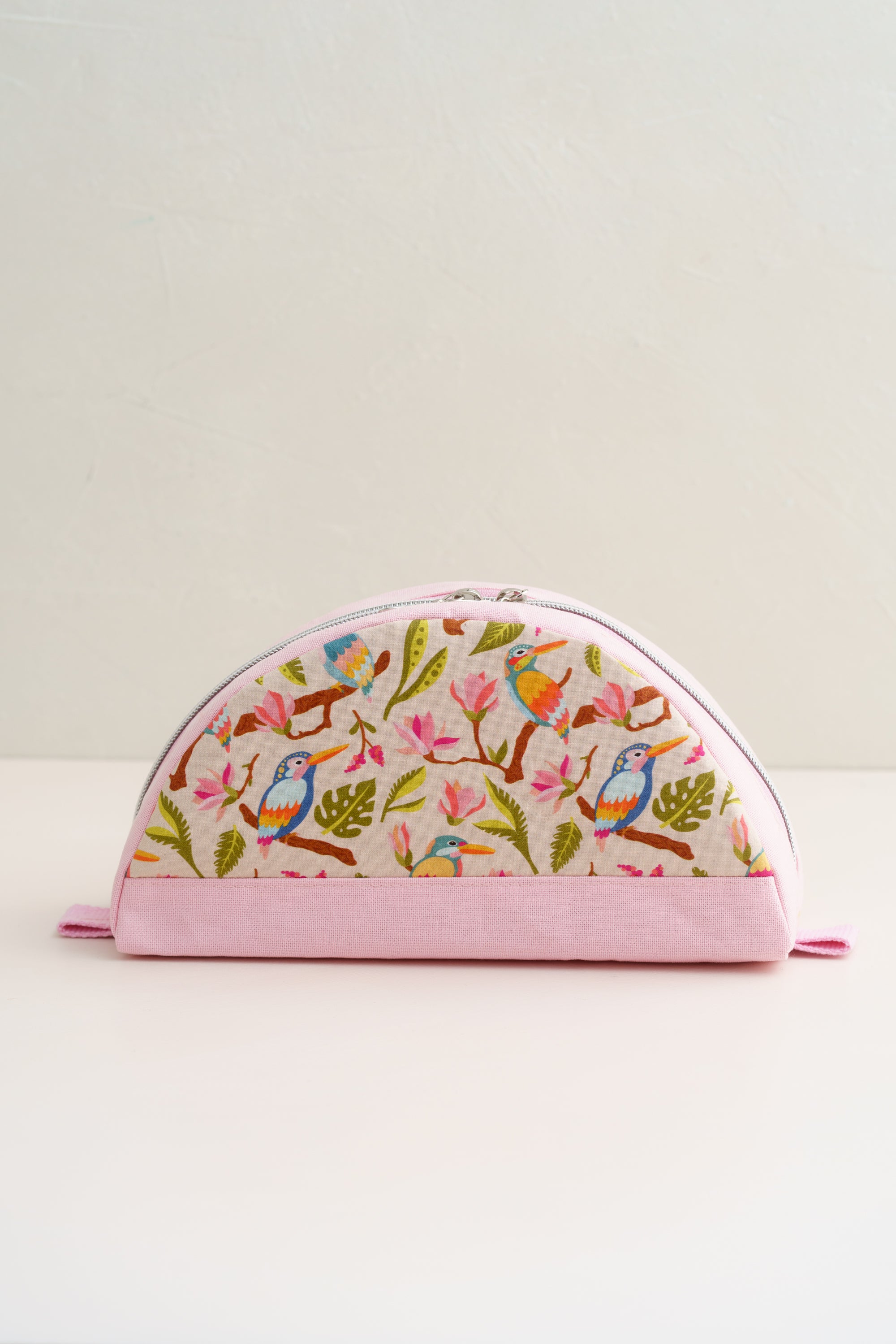 Kosmetiktasche rosa mit Eisvögeln und Magnolien