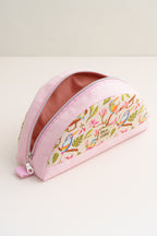 Kosmetiktasche rosa mit Eisvögeln und Magnolien