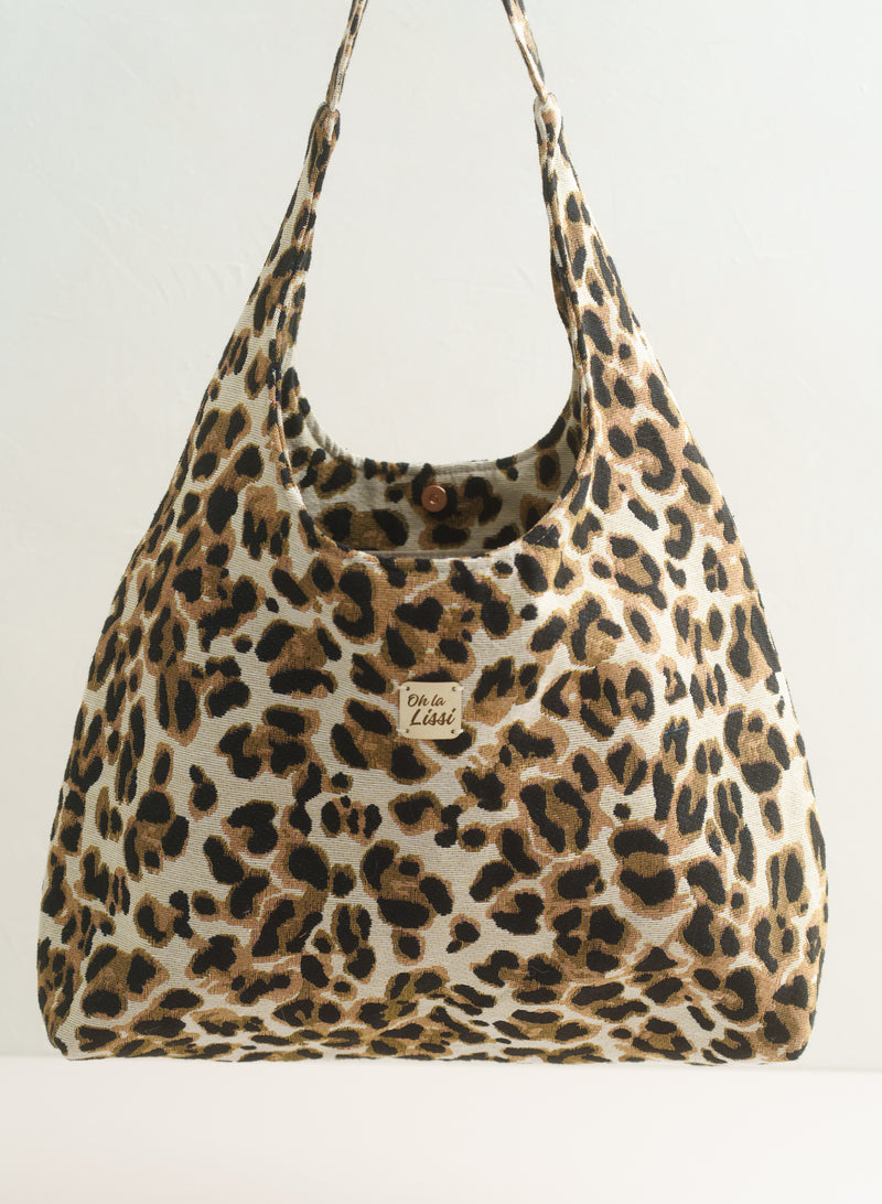 Hobo Bag aus Leo-Gobelin mit Animal Print