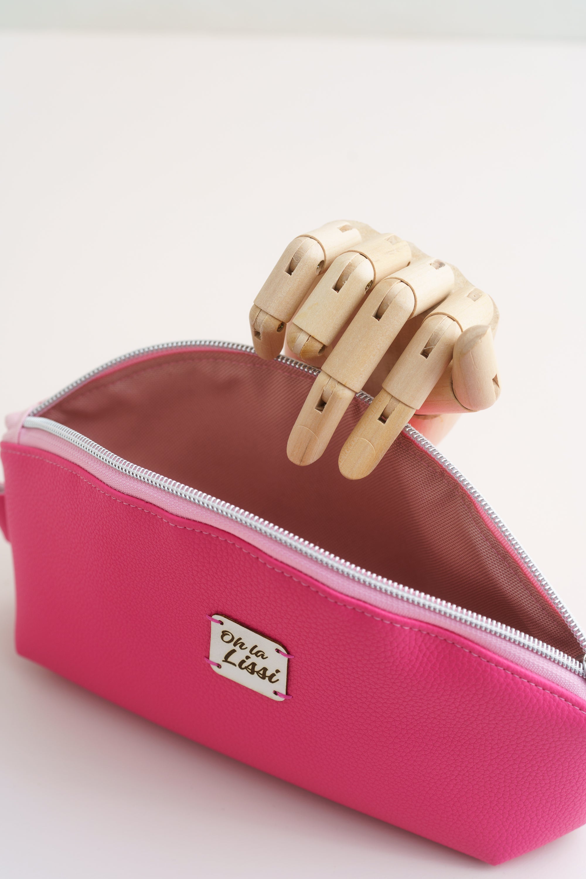 Pinkfarbene Kosmetiktasche aus Kunstleder