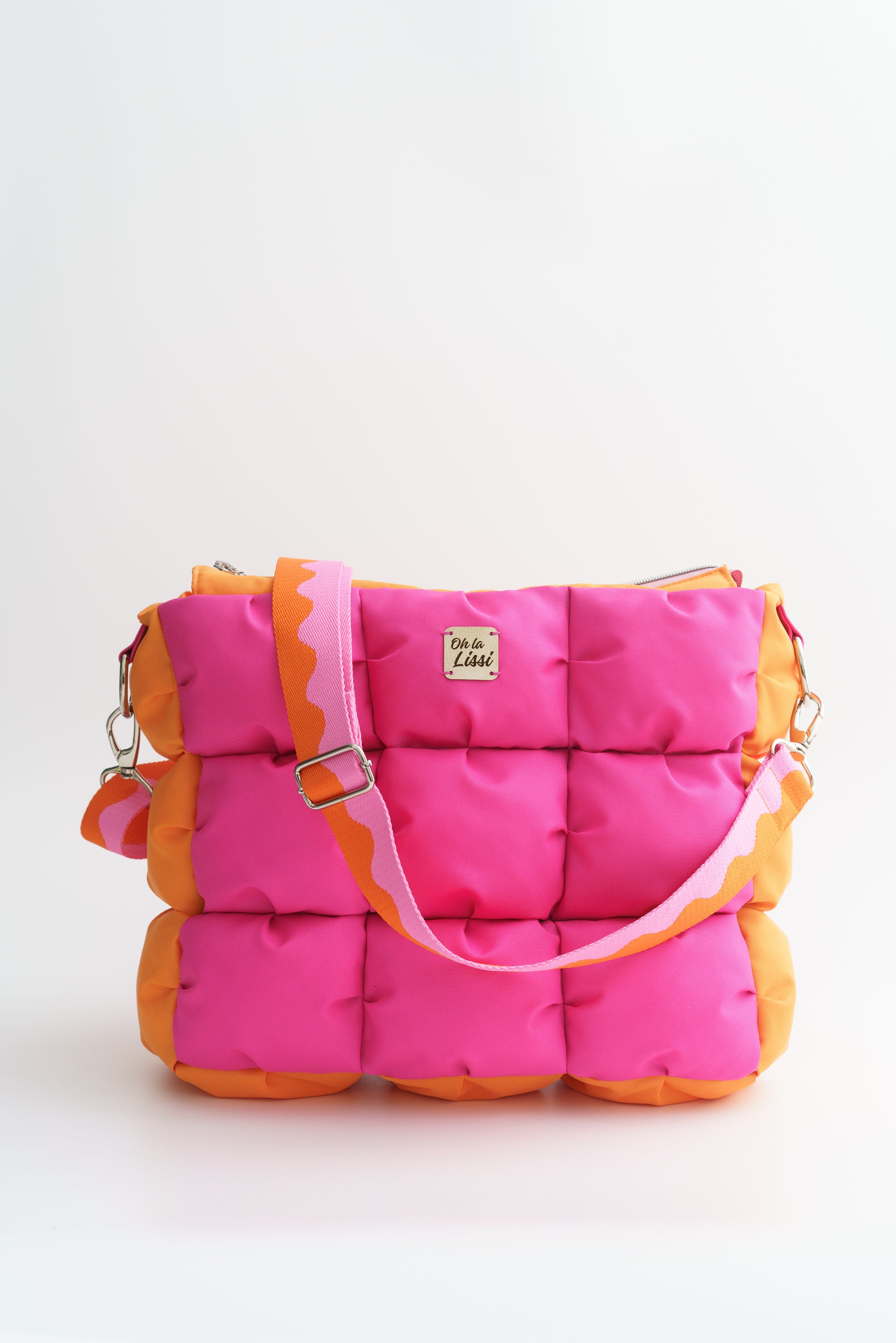 Puffer Tasche Pink Orange 35x31x15 cm aus Outdoor Stoff