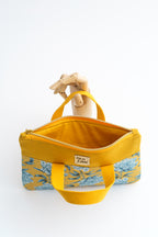 Kosmetiktasche "Pfingstrosen" Senfgelb – Pouch mit Aquarell-Blumen - Oh la Lissi