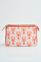 Kosmetiktasche mit Hummern Koralle beige