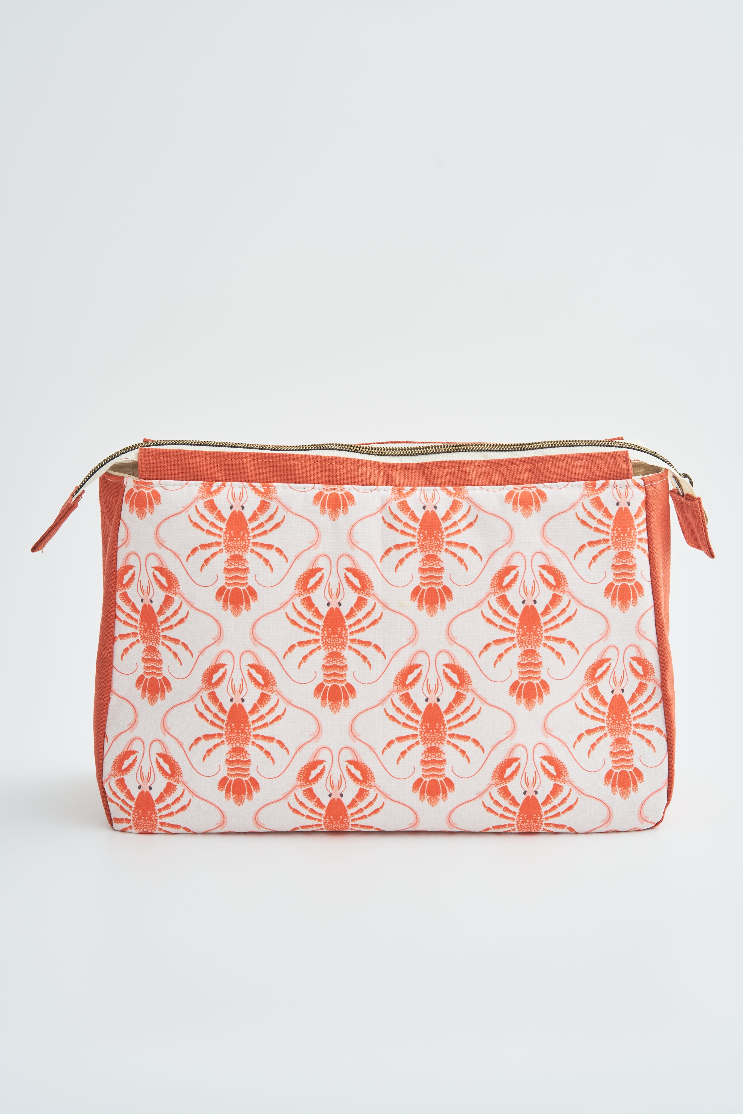 Kosmetiktasche mit Hummern Koralle beige