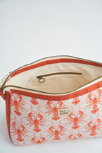 Kosmetiktasche mit Hummern Koralle beige