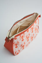 Kosmetiktasche mit Hummern Koralle beige