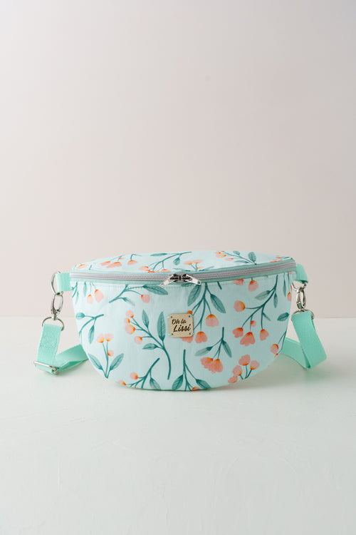Bauchtasche mit Blütenmuster in Türkis und Rosa - Oh la Lissi
