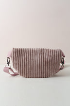 Bauchtasche aus altrosa Cord handgenäht