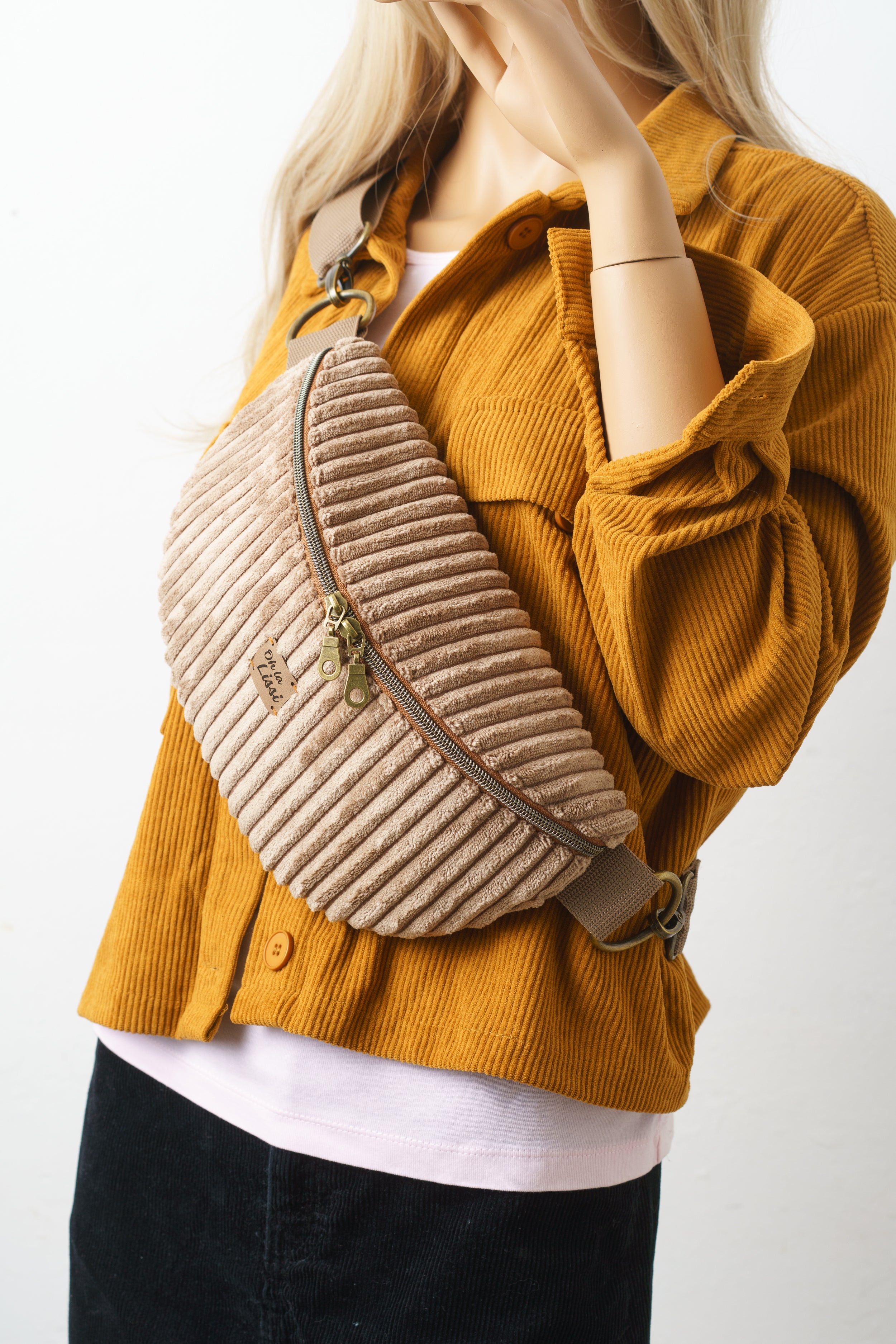 Bauchtasche Braun Cord | Boho Crossbody Bag handgenäht