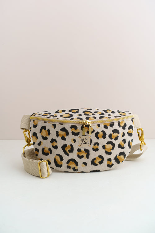 Bauchtasche Leopardenmuster Gold – Crossbody Bag aus Canvas - Oh la Lissi