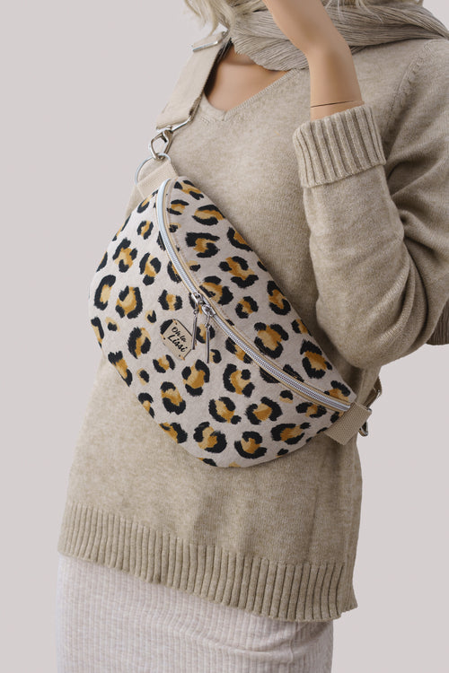 Bauchtasche "Leo" Beige – Crossbody Bag aus Canvas - Oh la Lissi