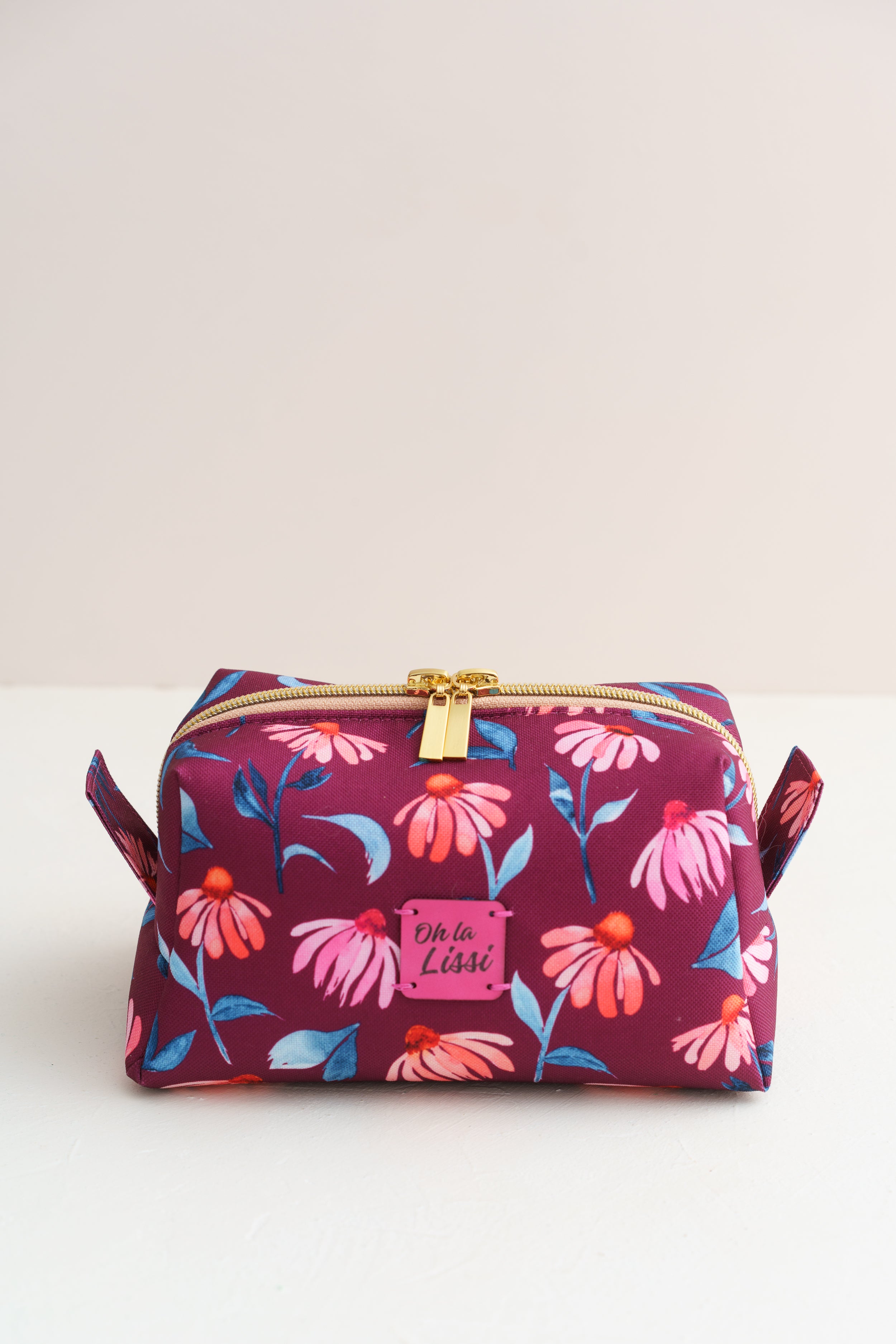 Kosmetiktasche Blumen Magenta | Kleine Wetbag Boxy Bag