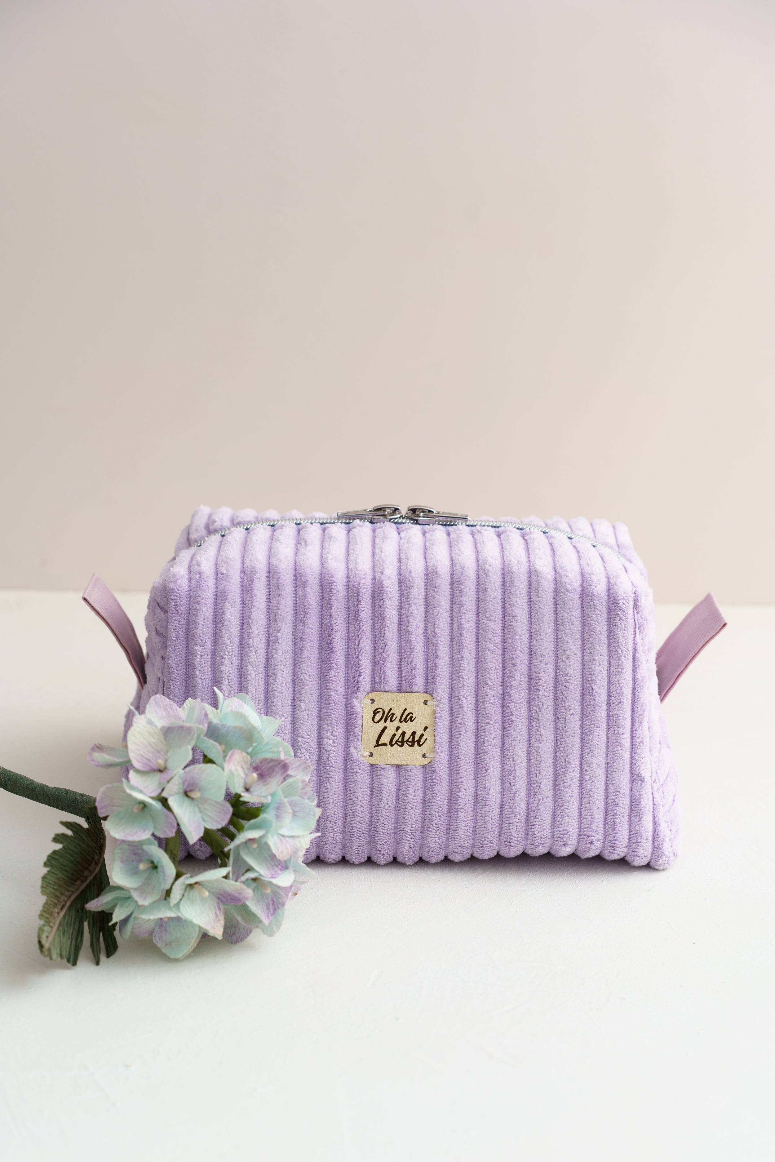 Kosmetiktasche Lila Cord | Boxy Bag handgenäht