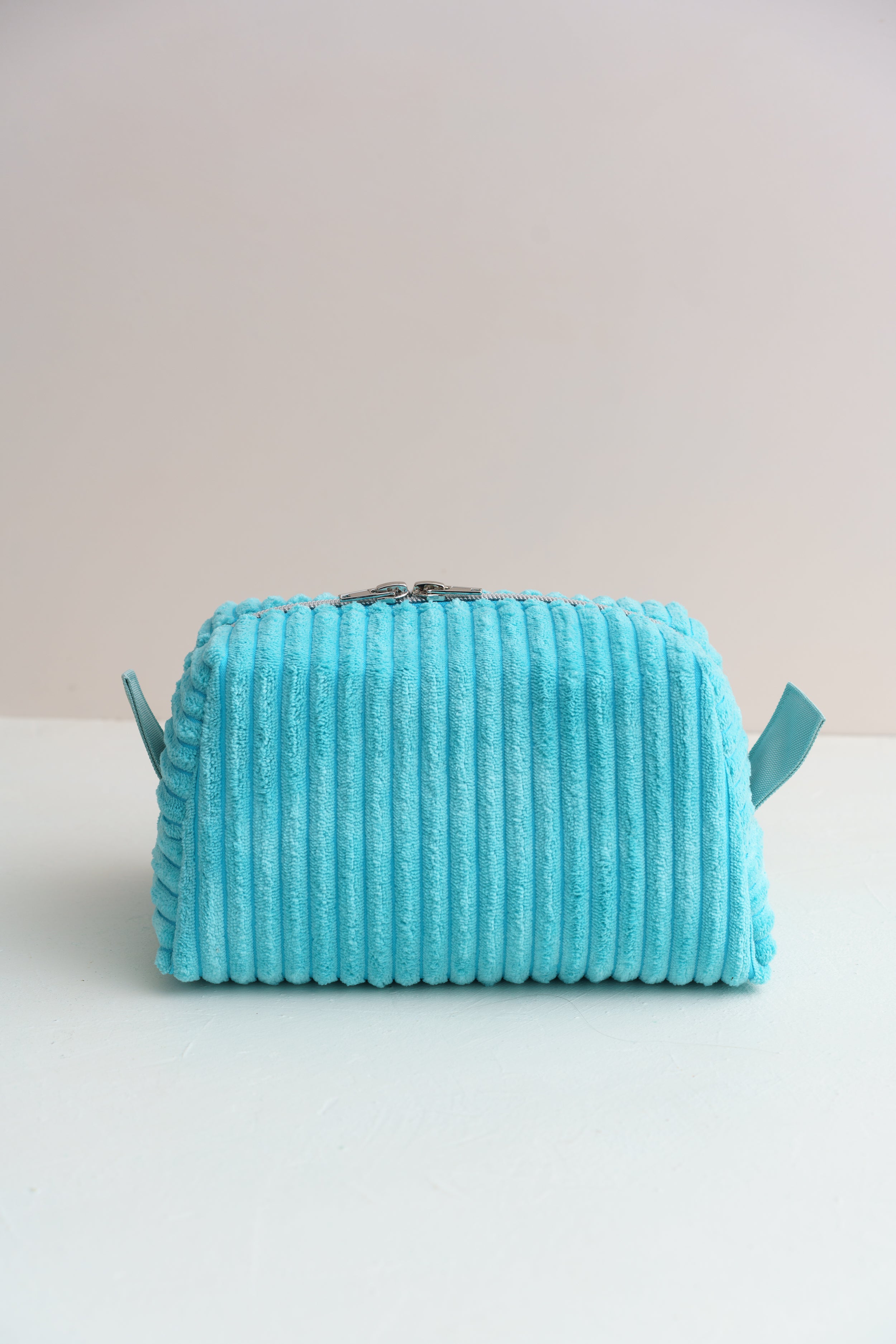 Kosmetiktasche Türkis Cord | Handgenähte Kulturtasche