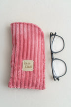 Handgenähtes Brillenetui aus Cord –Brillentasche rosa mit Baumwollfutter