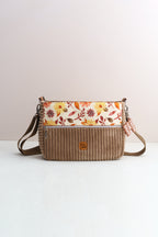 Umhängetasche "Aquarellblumen" Braun – Crossbody Bag aus Cord und Canvas - Oh la Lissi