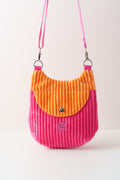 Colourblocking Crossbody Bag aus Cord in Pink und Orange