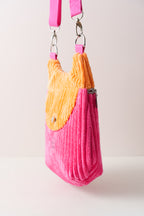 Colourblocking Crossbody Bag aus Cord in Pink und Orange
