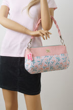 Crossbody Bag, Schultertasche und Handtasche in Rosé mit Blütenmuster