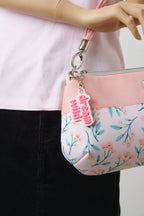Crossbody Bag, Schultertasche und Handtasche in Rosé mit Blütenmuster