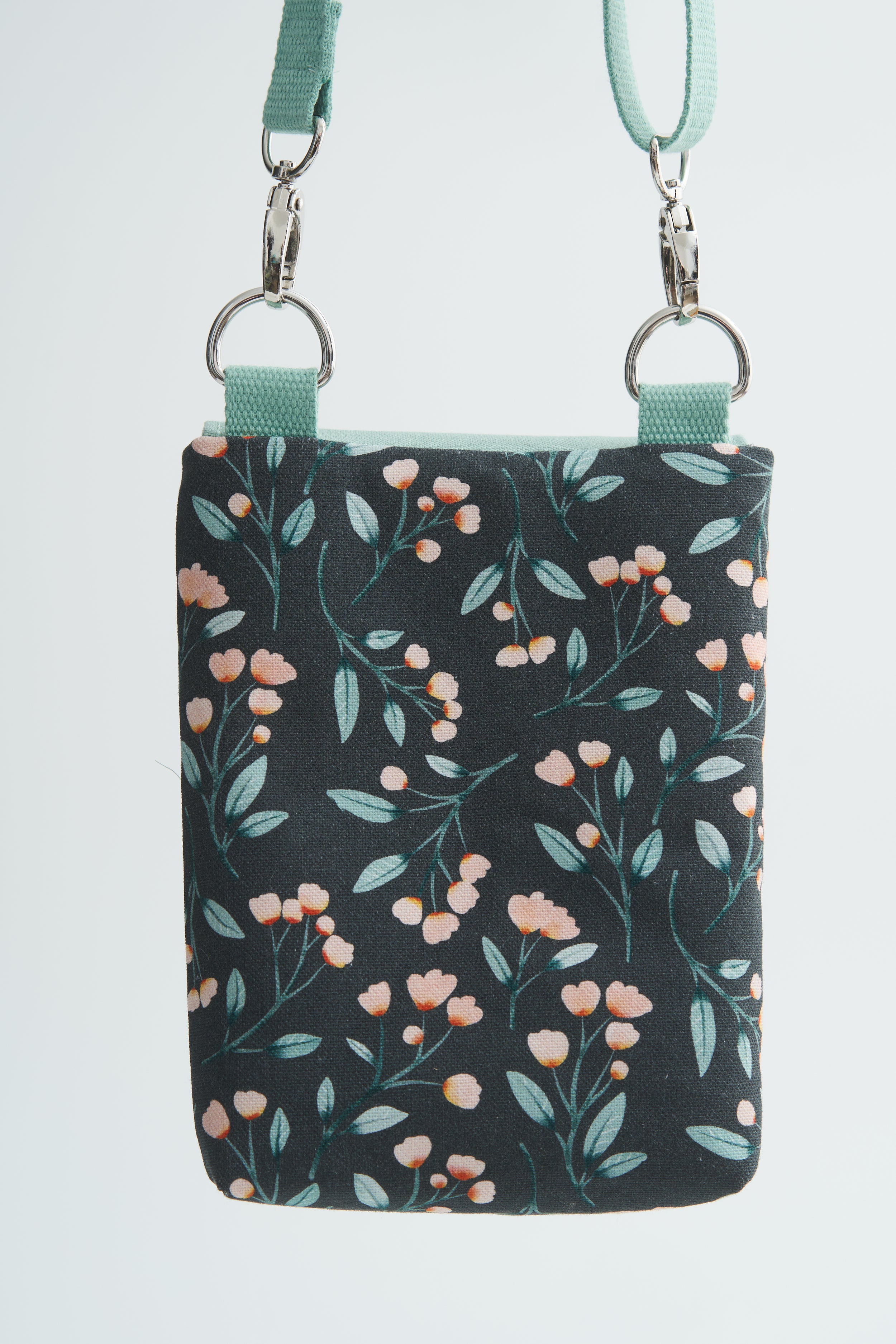 Handytasche kleine Umhängetasche Mint florales Design