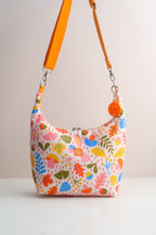 Umhängetasche Herbstmuster bunt – Crossbody Bag mit Blättern und Pilzen - Oh la Lissi