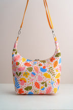 Umhängetasche Herbstmuster bunt – Crossbody Bag mit Blättern und Pilzen - Oh la Lissi