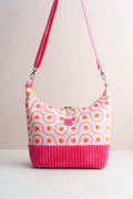 Umhängetasche "Herbsteicheln" Pink – Hobo Bag aus Cord und Outdoorstoff - Oh la Lissi