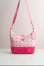 Umhängetasche "Herbsteicheln" Pink – Hobo Bag aus Cord und Outdoorstoff - Oh la Lissi