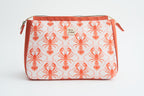 Kosmetiktasche mit Hummern Koralle beige