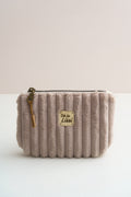 Kosmetiktasche Beige aus Cord handgemacht
