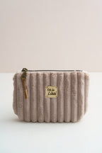 Kosmetiktasche Beige aus Cord handgemacht