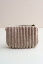 Kosmetiktasche Beige aus Cord handgemacht