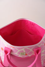 Großer Shopper Crossbody Bag mit Retro Blumen in Rosa und Orange