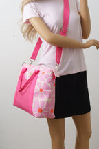 Großer Shopper Crossbody Bag mit Retro Blumen in Rosa und Orange
