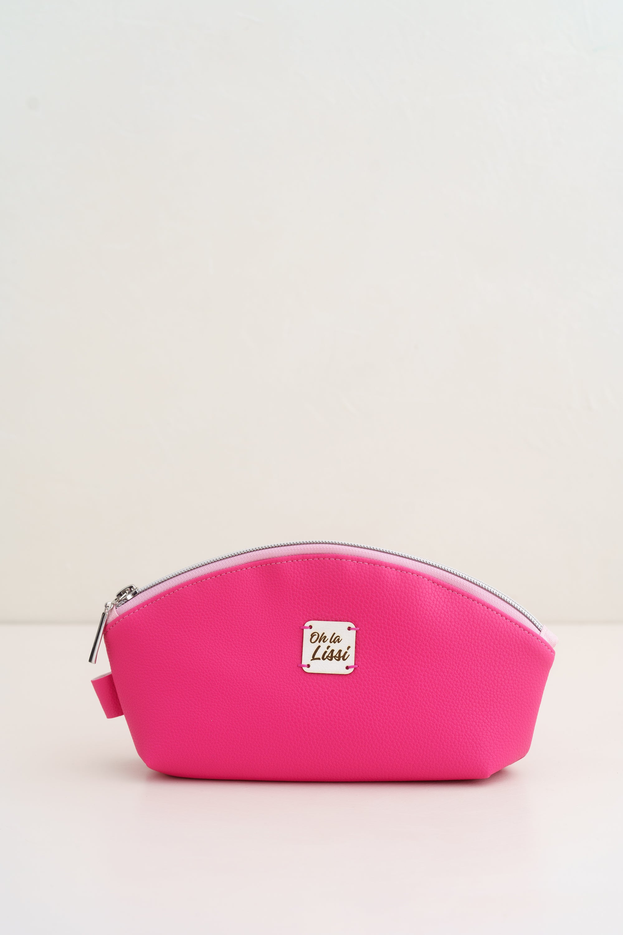 Pinkfarbene Kosmetiktasche aus Kunstleder