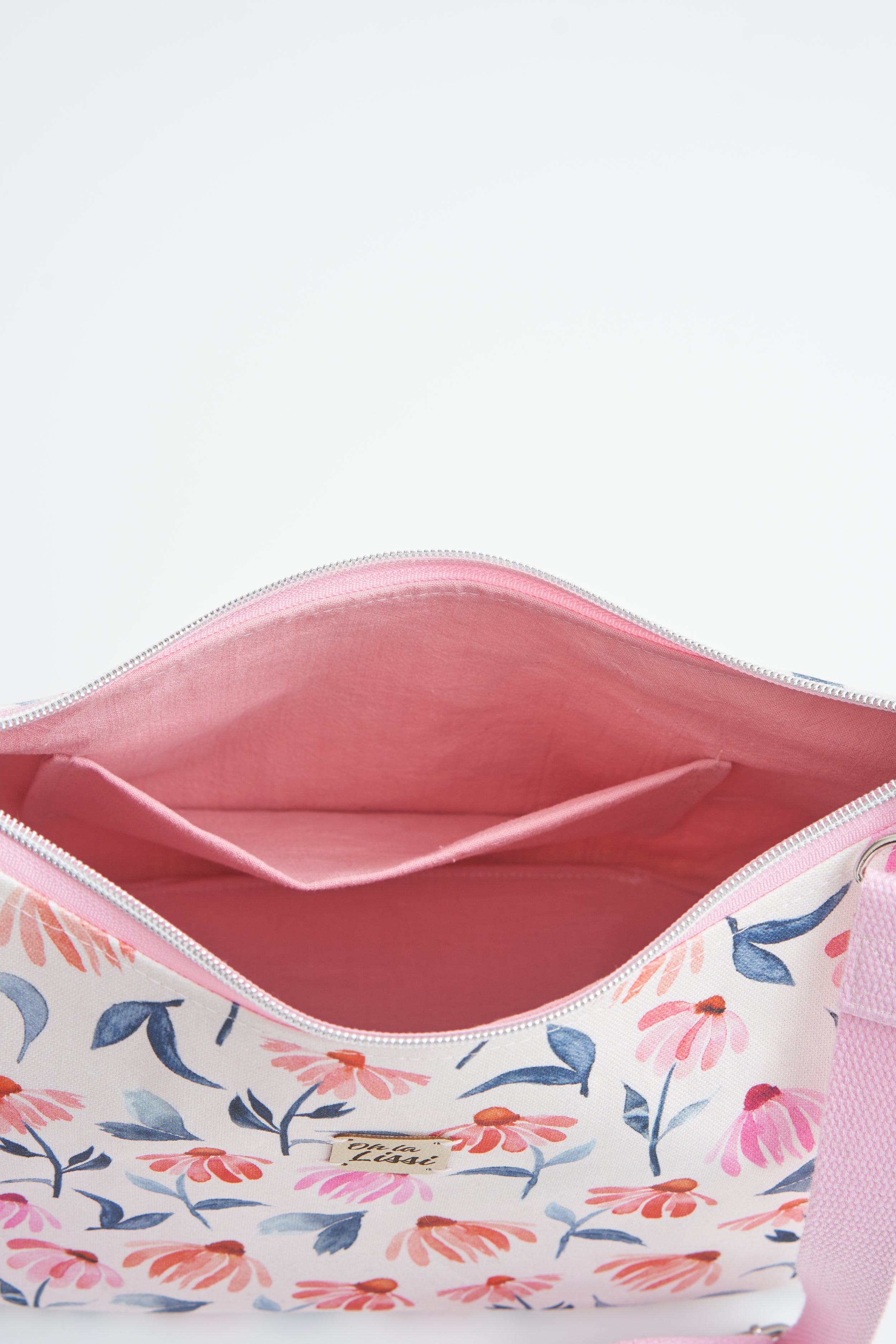 Umhängetasche rosa mit Wildblumen Aquarell – Crossbody Tasche aus Baumwollcanvas